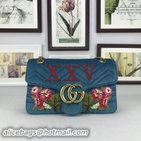 Good Quality Gucci GG Marmont Medium Velvet Bag 443496 Blue