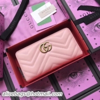 Original Cheap Gucci GG Marmont Zip Around Wallet 443123 Pink