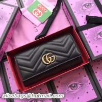 Famous Gucci GG Marmont Continental Wallet 443436 Black