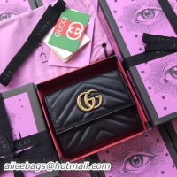 Crafted Gucci GG Marmont Matelasse Wallet 474802 Black