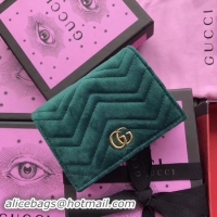 Top Grade Gucci GG Marmont Card Case 466492 Green