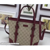 Luxury Gucci Original GG Canvas Tote Small Bag 387603 Burgundy