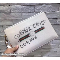 Top Grade Gucci Coco Capitán Vintage Logo Pouch Clutch Bag 121101 White 2018