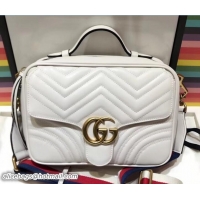 Pretty Style Gucci GG Marmont Matelassé Chevron Small Shoulder Bag 498100 White 2018