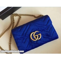 Low Cost Gucci Velvet GG Marmont Matelassé Chevron Mini Bag 474575 Blue 2018