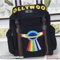 Classic Specials Gucci Mesh Techpack Backpack Bag 429037 Embroidered Hollywood and UFO Black 2018