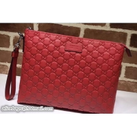 Discount Fashion Gucci Signature Leather Soft Men's Pouch Clutch Bag 473881 Red