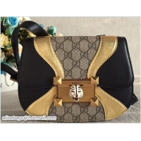 Sophisticated Gucci GG Supreme and Leather Osiride Small Shoulder Bag 500781 Black/Gold 2018