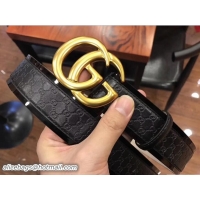 Crafted Gucci Signature Leather Belt with Double G Buckle Gold Hardware 20808 2018