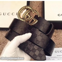 Most Popular Gucci Signature Leather Belt with Double G Laser Cut Buckle Gold Hardware 20813 2018