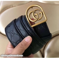 Perfect Gucci Width 3.8cm Signature Leather Belt With Framed Double G Buckle 20816 2018