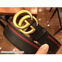 Good Looking Gucci Width 3.8cm Web Leather Belt with Double G Buckle Gold Hardware 20817 2018