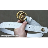 Unique Discount Gucci Width 3.3cm Signature Leather Belt White with Double G Buckle Gold Hardware 20827 2018