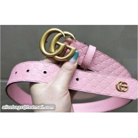 1:1 aaaaa Gucci Width 3.3cm Signature Leather Belt Pink with Double G Buckle Gold Hardware 20829 2018