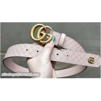 Fashion Gucci Width 3.3cm Signature Leather Belt Nude with Double G Buckle Gold Hardware 20829 2018