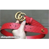 Luxury Gucci Width 3.3cm Signature Leather Belt Red with Double G Buckle Gold Hardware 20830 2018