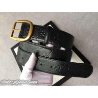 Discount Gucci Width 3.8cm Signature Leather Belt with Square Buckle Gold Hardware 20821 2018