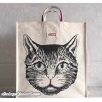 Classic Gucci Cotton Canvas Cat Print Tote Bag 484690 2018