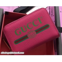 Good Looking Gucci Print Leather Vintage Logo Zip Around Card Case 496319 Pink 2018