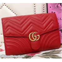 Inexpensive Gucci GG Marmont Matelassé Chevron Clutch Bag 498079 Red 2018