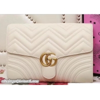 Durable Gucci GG Marmont Matelassé Chevron Clutch Bag 498079 White 2018