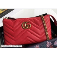 Top Design Gucci GG Marmont Matelassé Chevron Mini Chain Bag 443447 Red 2018