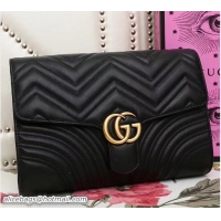 Good Product Gucci GG Marmont Matelassé Chevron Clutch Bag 498079 Black 2018