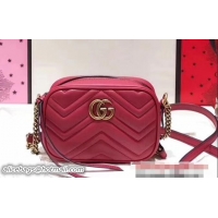 High Replica Gucci GG Marmont Matelassé Chevron Mini Chain Shoulder Camera Bag 448065 Red