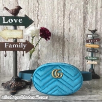 Replica Classic Gucci GG Marmont Velvet Belt Bag 476434 Light Blue