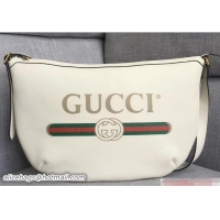 Expensive Gucci Vintage Logo Print Half-Moon Hobo Bag 523588 White 2018