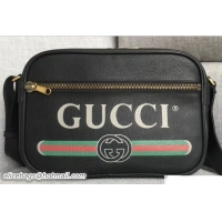 Charming Gucci Vintage Logo Print Shoulder Bag 523589 Black 2018