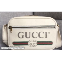 Top Grade Gucci Vintage Logo Print Shoulder Bag 523589 White 2018