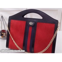 Top Design Gucci Suede Ophidia Web Medium Top Handle Tote Bag 512957 Red 2018