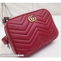 Cheap Price Gucci GG Marmont Matelassé Chevron Leather Belt Bag 523380 Red 2018