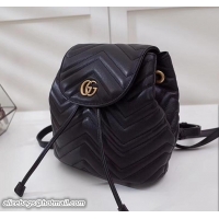 Unique Style Gucci GG Marmont Matelassé Chevron Leather Backpack Bag 528129 Black 2018