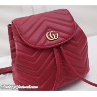 Good Looking Gucci GG Marmont Matelassé Chevron Leather Backpack Bag 528129 Red 2018