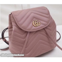 Grade Gucci GG Marmont Matelassé Chevron Leather Backpack Bag 528129 Nude Pink 2018