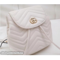 Stylish Gucci GG Marmont Matelassé Chevron Leather Backpack Bag 528129 White 2018