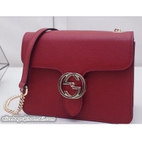 Good Product Gucci Interlocking G Buckle Chain Leather Shoulder Small Bag 510304 Red 2018