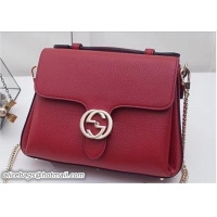 Popular Style Gucci Interlocking G Buckle Chain Leather Cross Body Bag 510302 Red 2018