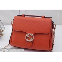 Most Popular Gucci Interlocking G Buckle Chain Leather Cross Body Bag 510302 Orange 2018