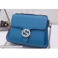 Good Looking Gucci Interlocking G Buckle Chain Leather Cross Body Bag 510302 Cyan 2018