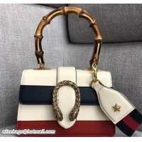 Stylish Gucci Web Shoulder Strap Dionysus Mini Top Handle Bag 523367 White/Blue/Red 2018