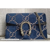 Fashion Gucci Dionysus GG Velvet Super Mini Bag 476432 Blue 2018