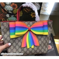 Shop Cheap Gucci Children's GG Tote Bag 501804/410812 Multicolor Rainbow Bow 2018