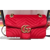 Discount Gucci GG Marmont Matelassé Chevron Small Chain Shoulder Bag 443497 Velvet Red