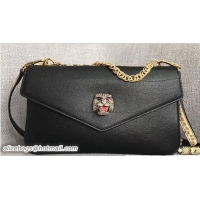 Stylish Gucci Double G And Feline Head With Crystals Medium Double Shoulder Bag 524822 Python 2018