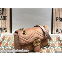 Good Quality Gucci GG Marmont Matelassé Chevron Mini Chain Shoulder Bag 446744 Velvet Taupe 2018