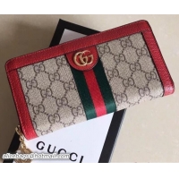 Discount Gucci Ophidia GG Web Zip Around Wallet 523154 Red 2018