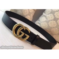 Top Design Gucci Width 3.8cm Leather Belt Black/Gold with Double G Buckle 519828